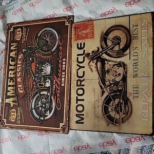 Motorcycle wall decor metal signs